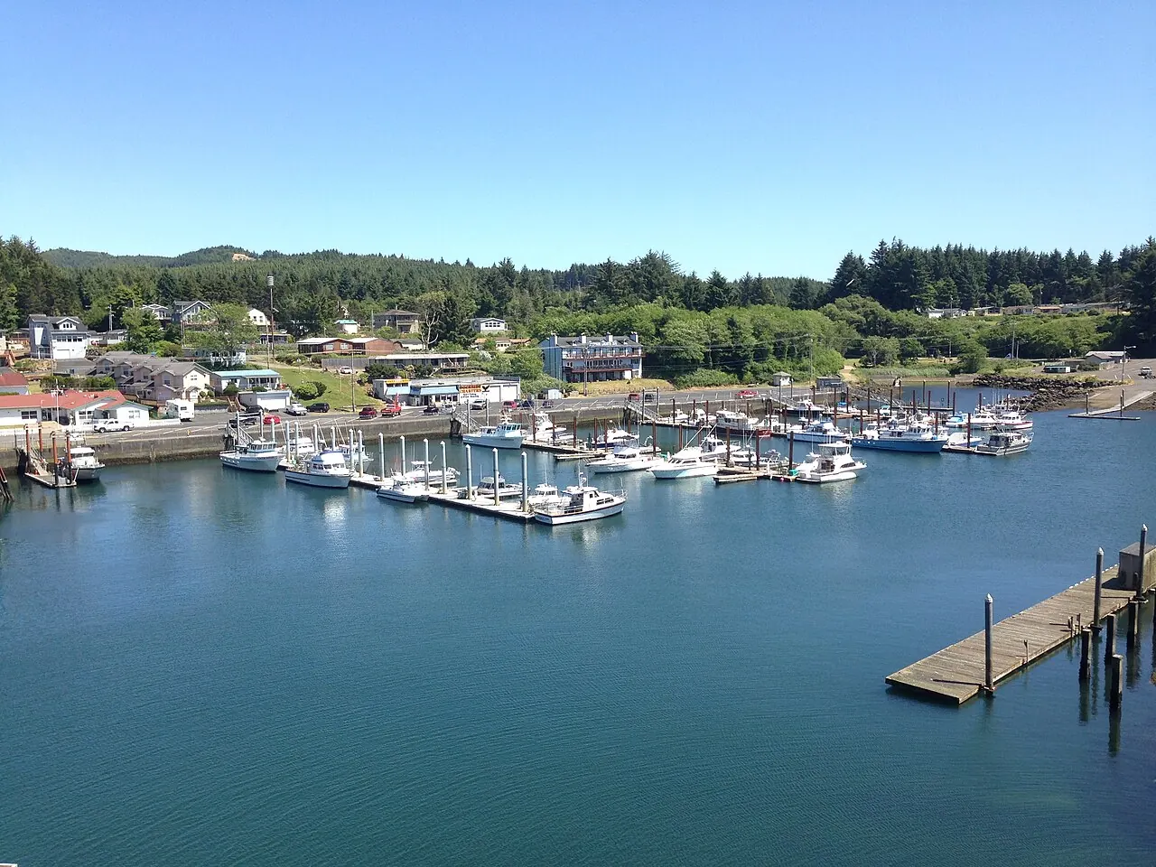 Depoe Bay harbor on the Oregon coast in summer