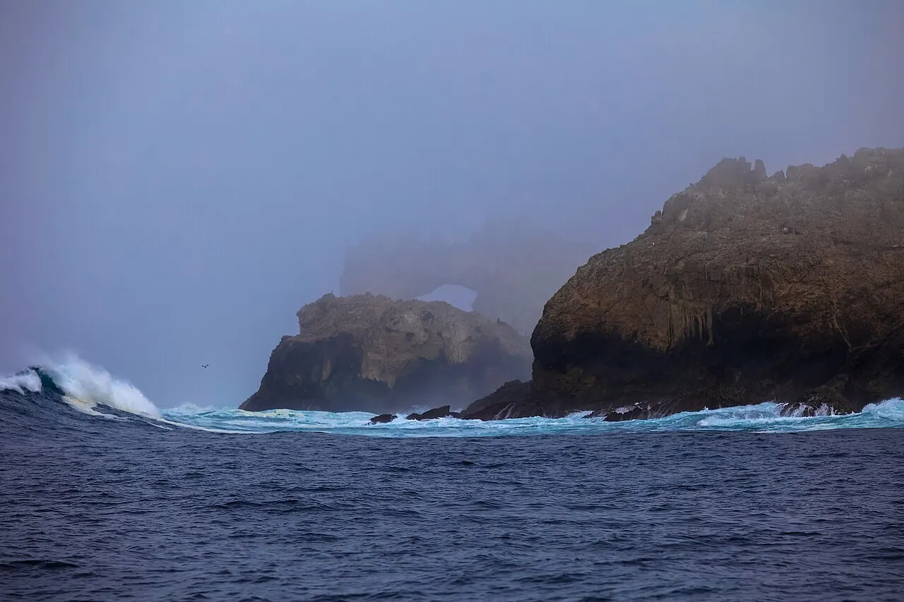 Waves breaking on the Farallon Islands off San Francisco
